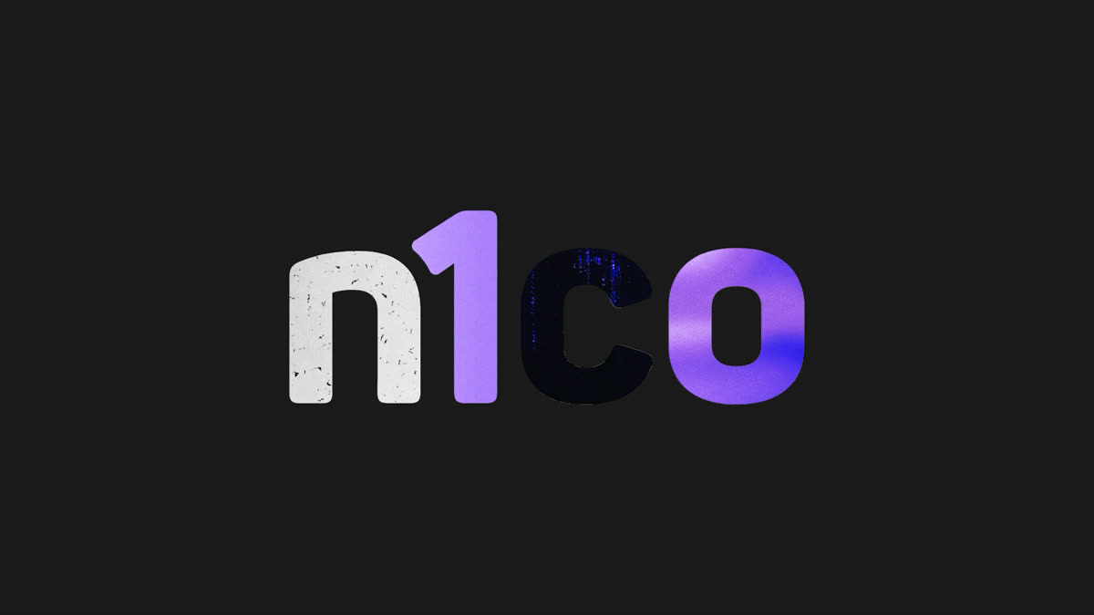 Logo de n1co con letras de distintas texturas sobre fondo oscuro