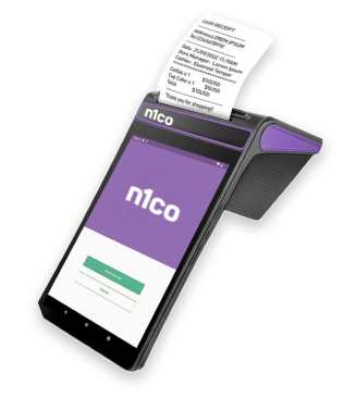 Smart POS n1 morado imprimiendo un recibo